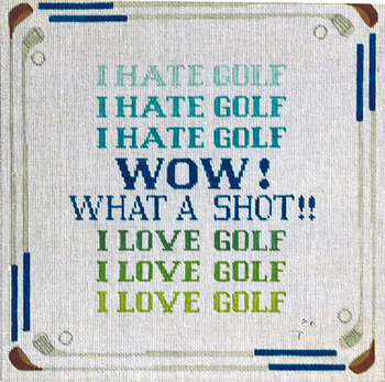 P536 Hate Golf, Love Golf 14 x 14 13 Mesh Golf Jane Nichols Needlepoint