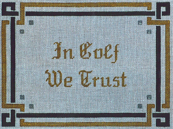 P531 In Golf We Trust 9 x 12	13 Mesh Golf Jane Nichols Needlepoint