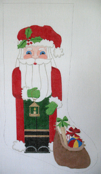 S420 Standing Santa approximately 11" x  18" to 20" 13 Mesh Stocking Jane Nichols Needlepoint