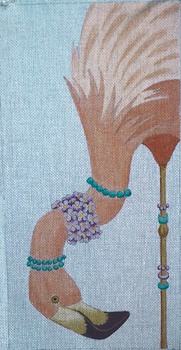 126 Flamingo with Choker 7 x 14 18 Mesh Jane Nichols Needlepoint