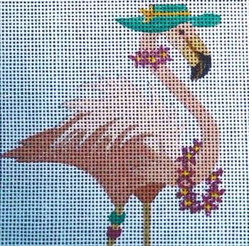 142 Hat/Leis 5 x 5 13 Mesh Flamingo Jane Nichols Needlepoint