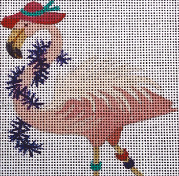 141 Hat/Boa 5 x 5 13 Mesh Flamingo Jane Nichols Needlepoint