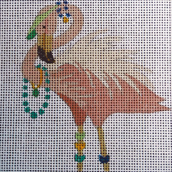 145 Visor/Beads 5 x 5 13 Mesh Flamingo Jane Nichols Needlepoint