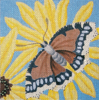 174 Brown / BrownEyeSusan 7 x 7 13 Mesh Jane Nichols Needlepoint