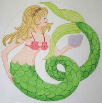 222 Nautilus Mermaid 14 x 14 13 Mesh Jane Nichols Needlepoint