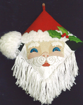 419 Santa Face Ornament  12 x 12 13 Mesh Jane Nichols Needlepoint Shown Finished