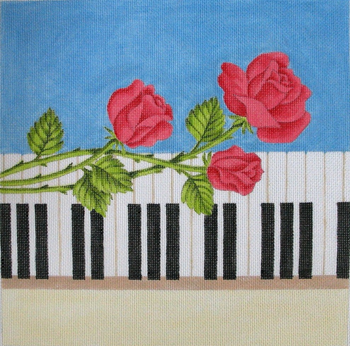 475 Classical Piano 14 x 14	13 Mesh   Jane Nichols Needlepoint