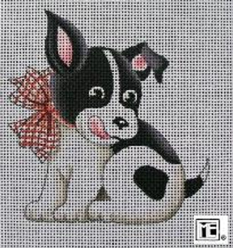 ME-AN01 Black & White Dog 4x4 18 Count Mary Engelbreit
