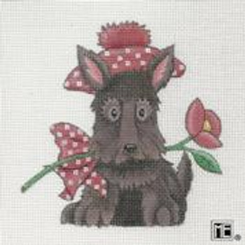 ME-AN08 Scottie with Rose 4.5x4.75 18 Count Mary Engelbreit