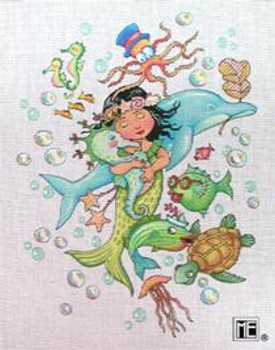 ME-BH06 Keep Swimming Mermaid 8x10 18 Count BEACH & SEA Mary Engelbreit