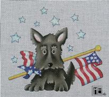 ME-HO04 Flag Day Scottie 5x5.5 18 Count Garden  Mary Engelbreit