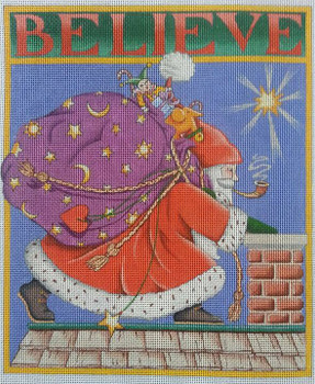 ME-SN01 Believe Santa w/ BG 8.5x10 18 Count SANTA  Mary Engelbreit