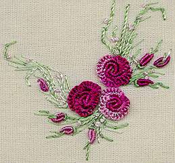 1224 - Summer Rose Kit 7X7  Bottom-Left EdMar Brazilian Dimensional Embroidery