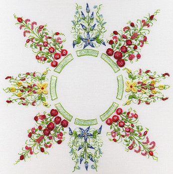 1818 Carmen’s Wreath Kit Fabric Size16X16 EdMar Brazilian Dimensional Embroidery