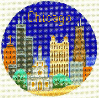 SN460 Chicago Ornament  4.25 RD. 18 Mesh Silver Needle Designs