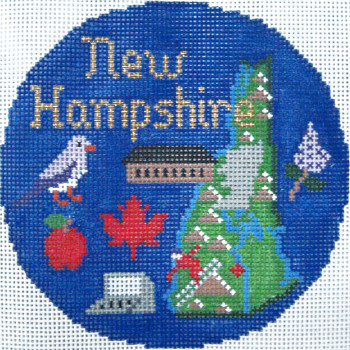 SN775 New Hampshire Ornament 4.25 round18 Mesh Silver Needle Designs