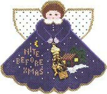 PP970 Angel With Charms  Night Before Xmas (Navy) Includes Stitch Guide 18 Mesh 5.25x4.5 Painted Pony Designs