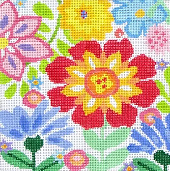 173c Jean Smith Designs Small Fantasy Garden Design #3  8" Square 13 mesh