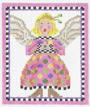 KCN142 Pink And Polka Dot Angel 5 x 6.5 13 Mesh KELLY CLARK STUDIO, LLC