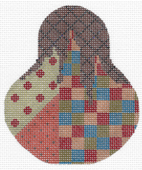 KCN1443 Autumn Checkered Madness Pear 3.5"w x 4.5"h 18 Mesh KELLY CLARK STUDIO, LLC