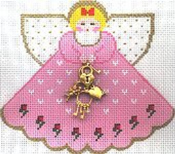PP913 Angel With Charms Key to My Heart (Pink) 5.25x4.5 18 Mesh  Painted Pony Designs