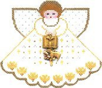 PP937 Angel With Charms Religious (white) 18 Mesh 5.25x4.5  Painted Pony Designs