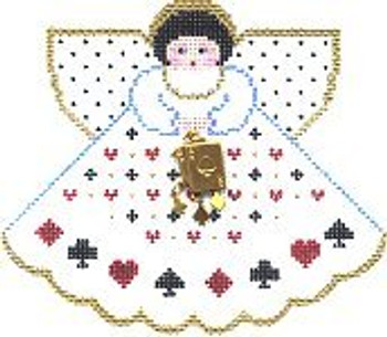 PP932 Angel With Charms Card Trick (white) 5.25x4.5 18 Mesh Painted Pony Designs