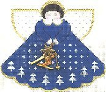 (PPD) PP959 Angel With Charms Ski Babe (Blue) 18 Mesh 5.25 x 4 Painted Pony Designs