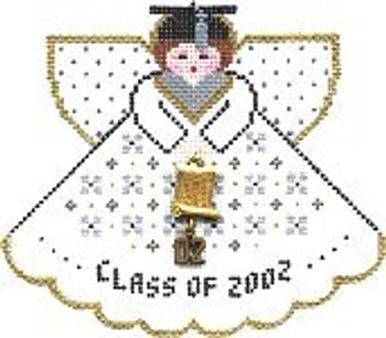 PP979 Angel With Charms Graduation (white) 18 Mesh 5.25x4.5 Painted Pony Designs