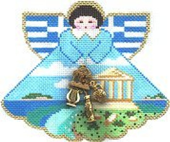 Angel ~ Cabana Beach Angel & Charms handpainted 18 mesh Needlepoint Canvas  by Painted Pony