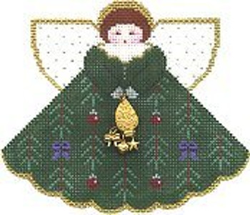 PP996AD Angel with charms: Trim the tree (green) 5.25x4.5 18 Mesh Painted Pony Designs