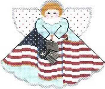 PP996AJ Angel with charms: Old Glory (flag) 5.25x4.5 18 Mesh Painted Pony Designs