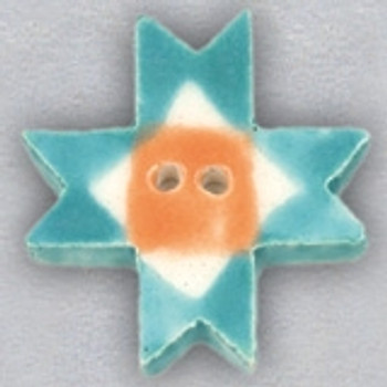86425 Mill Hill Button Turquoise Ohio Star Approx. Size: 1" x 1"
