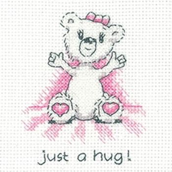 HCK1346 Heritage Crafts Kit Just a Hug (pink) - Justine Bear Cards (3) by Peter Underhill