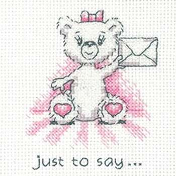 HCK1348 Heritage Crafts Kit Just To Say (pink) - Justine Bear Cards (3) by Peter Underhill