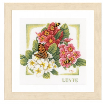 PN162302 Lanarte Kit Spring  by Marjolein Bastin 10" x 10"; White Linen ; 27ct