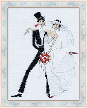 RL1179 Riolis Cross Stitch Kit Wedding Tango 7.75" x 10.25"; White Aida; 14ct 