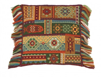 RL1483 Riolis Cross Stitch Kit Terra Cushion Includes fabric for back.; 15.75" x 15.75"; White Aida; 10ct 