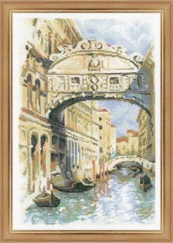 RL1552 Riolis Cross Stitch Kit Venice - Bridge of Sighs 10.25" x 15"; White Aida; 14ct