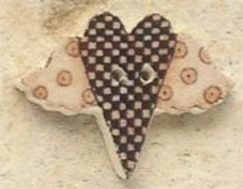 43100 Debbi Mumm Button Checkerboard Flying Heart; 1 1/8" x 7/8"     2 Pieces