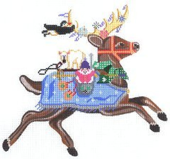 PP550AI Blitzen 7" x 8" 18 Mesh  REINDEER With Stitch Guide Painted Pony Designs