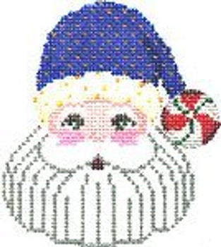 PP504AB Santa Head Dark Blue Hat 18 Mesh 3 ½” tall With Stitch Guide Painted Pony Designs