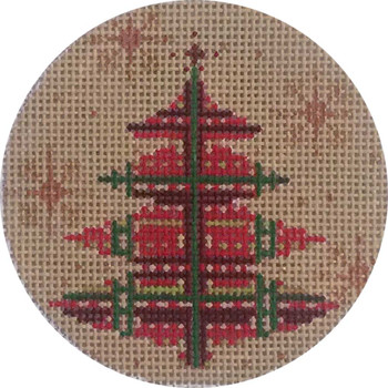 APX277 Red & Green Plaid Tree Alice Peterson 4″ ROUND 13 Mesh  !