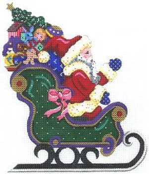 PP550AA Santa & Sleigh 18 Mesh 7.5 x 9 With Stitch Guide Painted Pony Designs