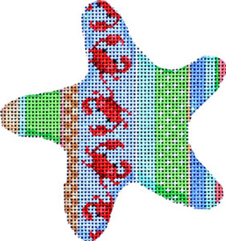 CT-1768 Crabs/Beach Stripe Starfish Orna. 3.75x3.25 18  Mesh Ornament Associated Talents