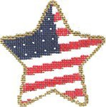 PP476AC Patriotic Star 3" x 3" 18 Mesh With Stitch Guide Painted Pony Designs