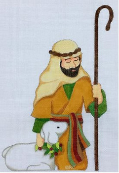 HO1327 Raymond Crawford Designs KNEELING NATIVITY SHEPHERD, 6.5 x 11, 18 Mesh 