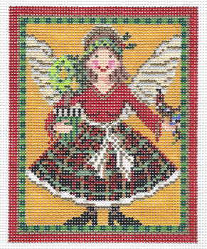 KCN149 Angel & Pear Tree 5" x 6.5", 13 Mesh Mesh KELLY CLARK STUDIO, LLC