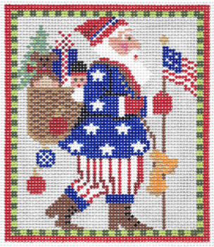 KCN122 Stars-n-Stripes Santa3.75" x 4.5", 18 Mesh Mesh KELLY CLARK STUDIO, LLC