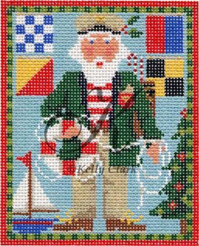 KCN1316 Sailing Santa 3.75" x 4.5", 18 Mesh KELLY CLARK STUDIO, LLC